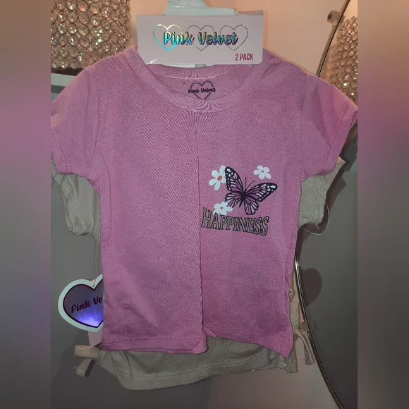 Pink Velvet Butterfly Sequin T-Shirt Pack - Picture 3 of 6